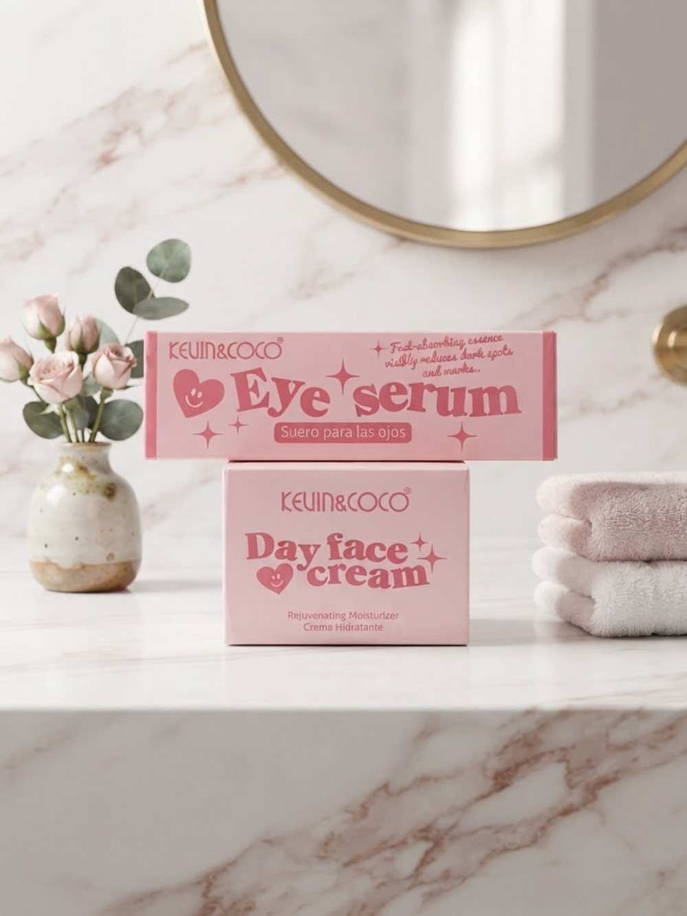 KEVIN&COCO Pink Eye Serum & Day Face Cream - Hydrating Eye Cream